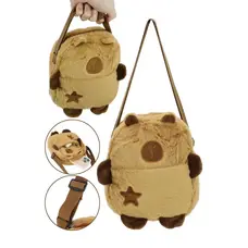 Cap Zone Capybara Fuzzy Faux Fur Crossbody Messenger Bag