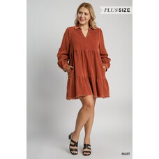 Extra Large Mineral Wash Corduroy Dress