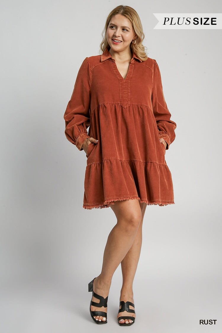 Extra Large Mineral Wash Corduroy Dress