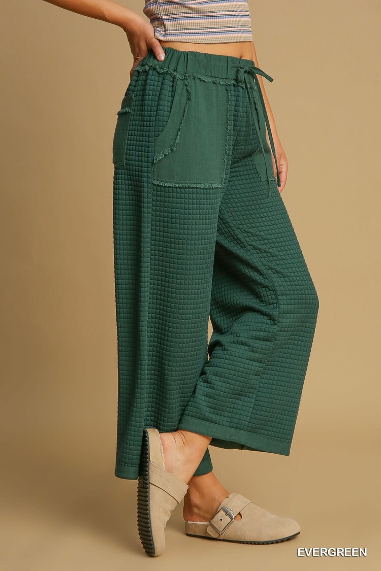 Umgee Large Quilted Pants Evergreen