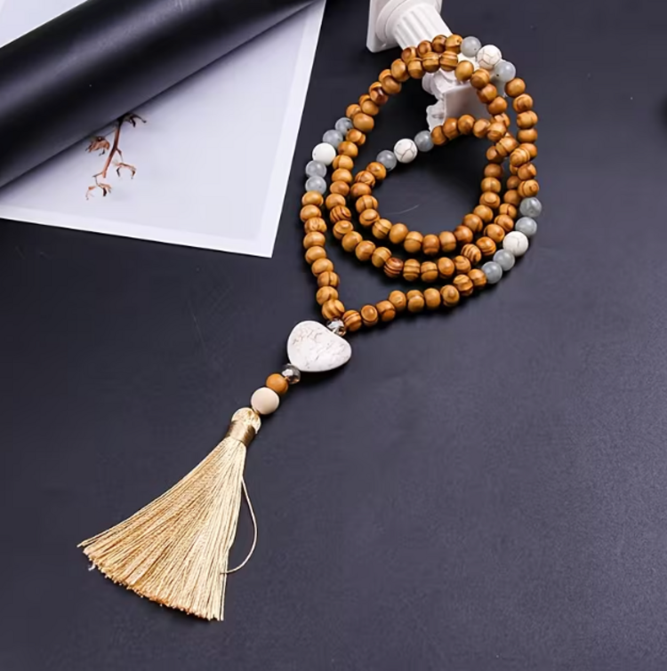 Long Tassel Heart Necklace
