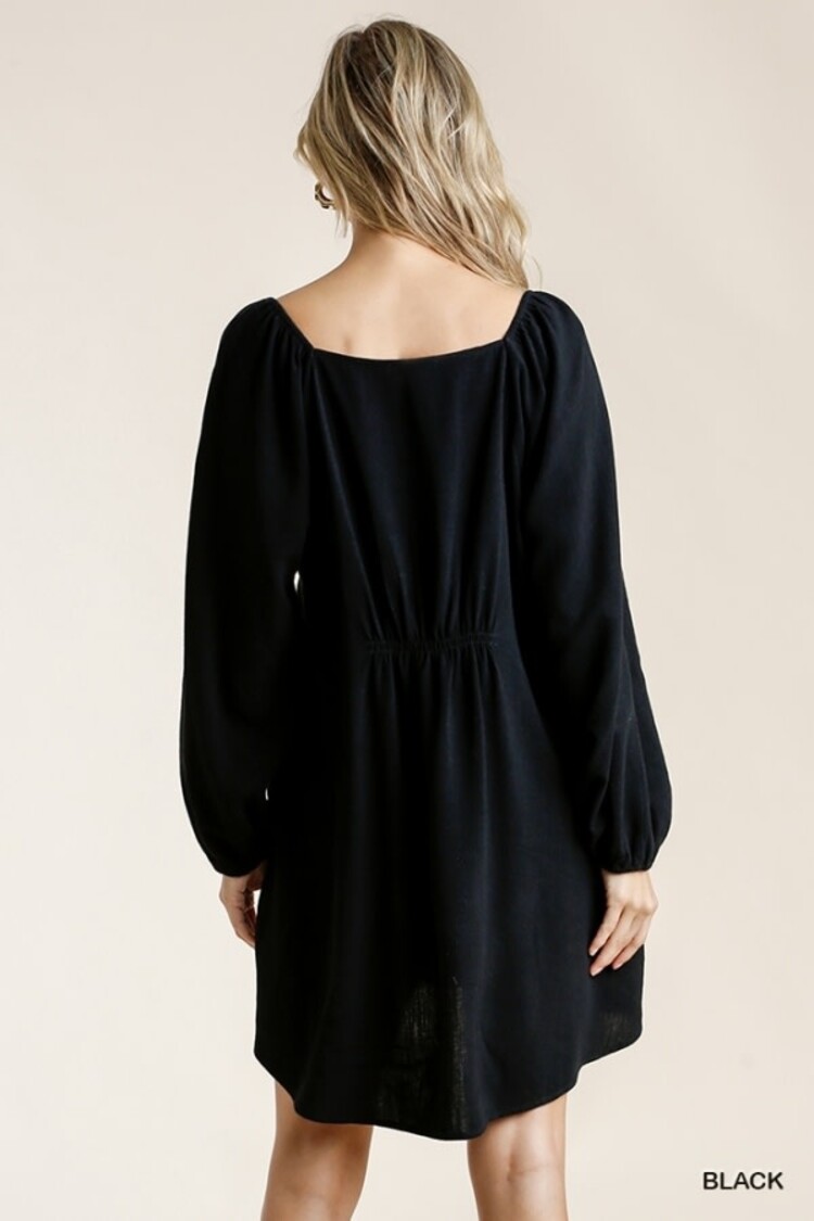 Umgee Umgee LB Sweetheart Button Front Dress Black S