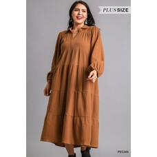 Umgee Umgee Gauze Tiered Maxi Dress Pecan 2X