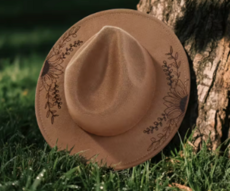 Flower Pattern Cowboy Hat  Camel