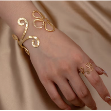 Hollow Out Flower Bangle and Ring Set