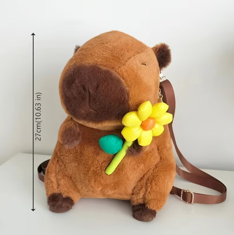 Yellow Flower Capybara Plush Backpack