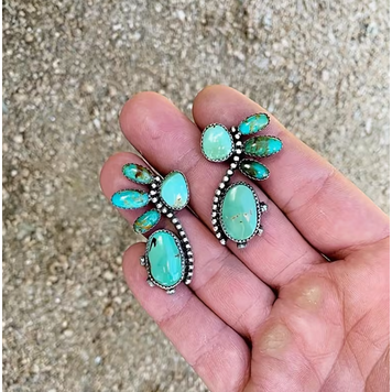 Turquoise Geometric Flower Earrings