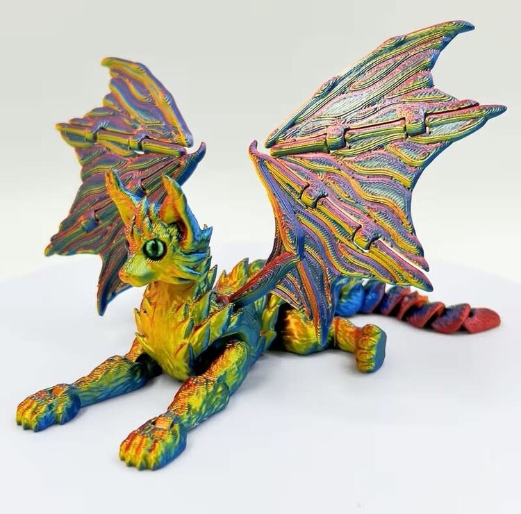3D Printed Dragon Cat Red green blue