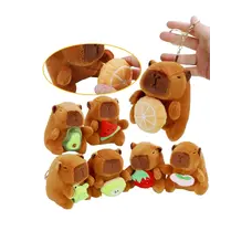 Cap Zone Fruity Capybara Faux Fur Plushie Key Chain