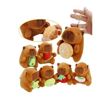 Cap Zone Fruity Capybara Faux Fur Plushie Key Chain