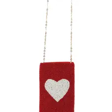 Nima Accessories Fully Beaded Heart Theme Cross Body Bag Handbag