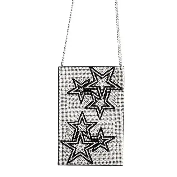 Nima Accessories Rhinestone Cross Body Cell Phone Bag with Stars