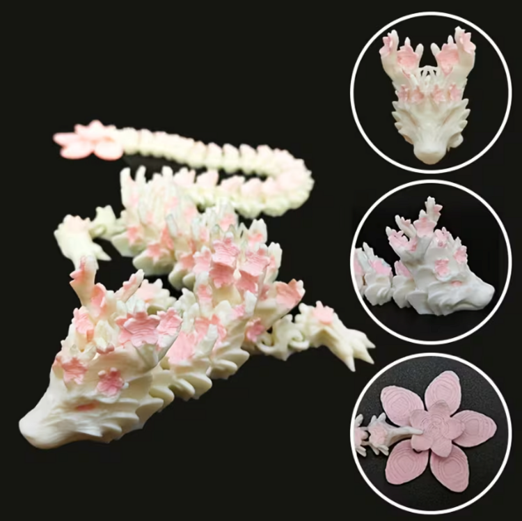11.8" Large 3D Printed Cherry Blossom Dragon