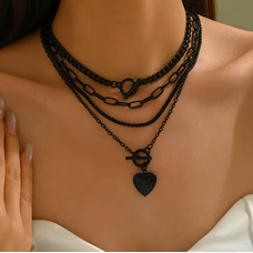 Gothic Style Black Heart Pendant Necklace