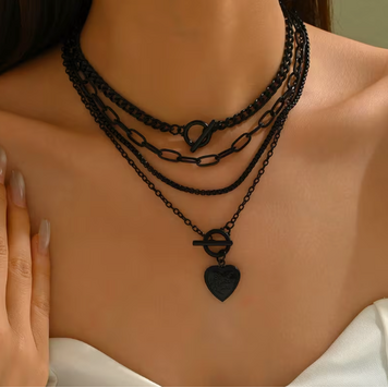 Gothic Style Black Heart Pendant Necklace