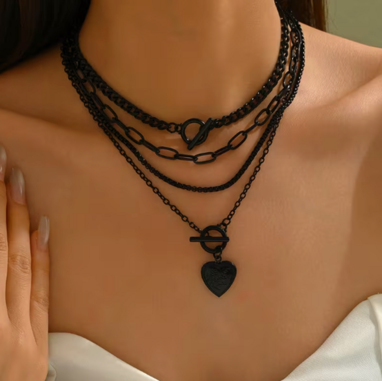 Gothic Style Black Heart Pendant Necklace