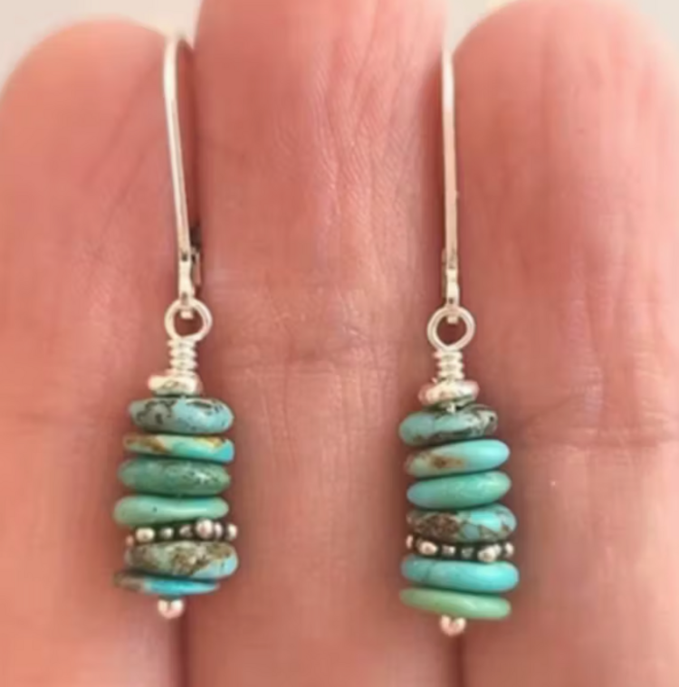Bohemian Turquoise Bead Pendant Earrings