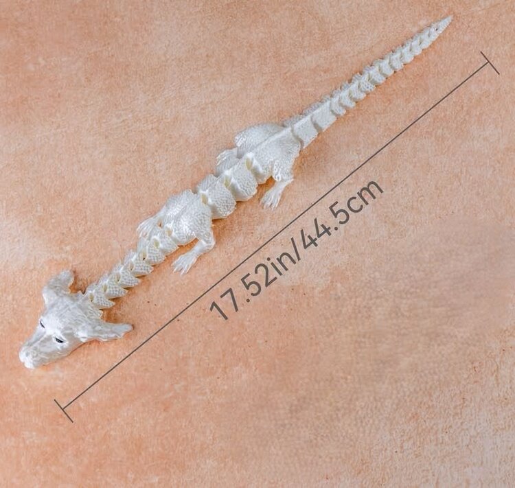 3D Printed White Dragon Figurine
