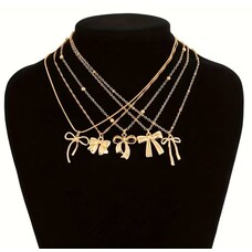 5 pcs Bow Pendant Necklace Set