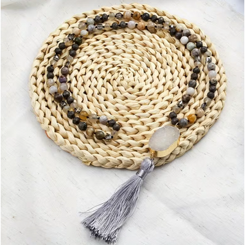 Long Tassel Pendant Necklace - Gray