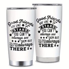 Friends are Stars White Tumbler with Lid