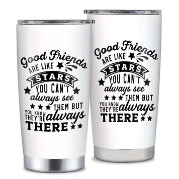 Friends are Stars White Tumbler with Lid