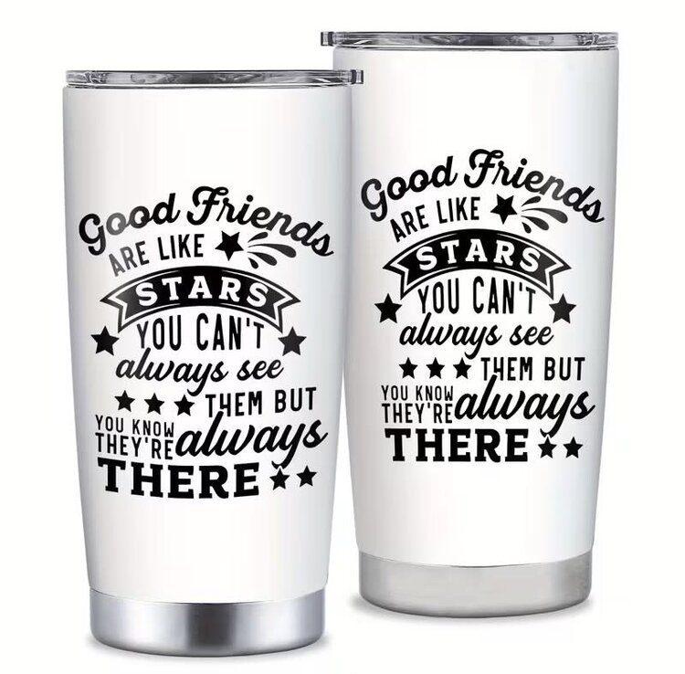 Friends are Stars White Tumbler with Lid