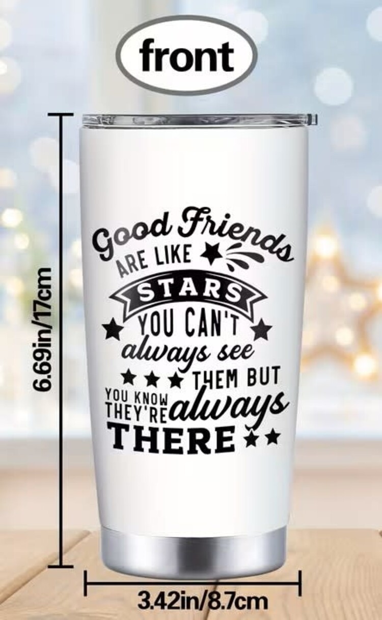 Friends are Stars White Tumbler with Lid