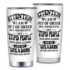 Stupid People White Tumbler with Lid