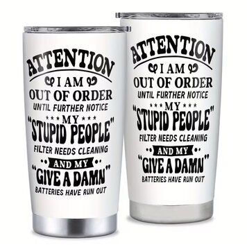 Stupid People White Tumbler with Lid