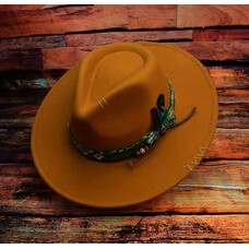 Bohemian Style Bow Feather Hat Sudan Brown