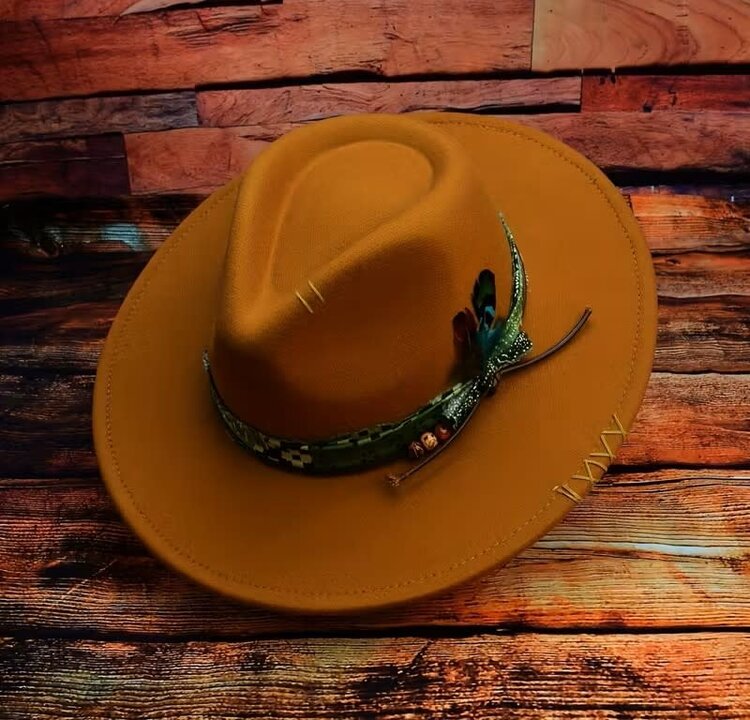 Bohemian Style Bow Feather Hat Sudan Brown