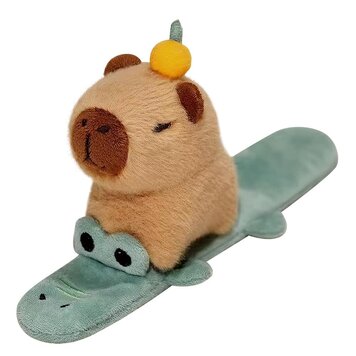 Capybara Plush Slap Wristband w Crocodile