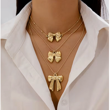 Layered Bow Pendant Necklace