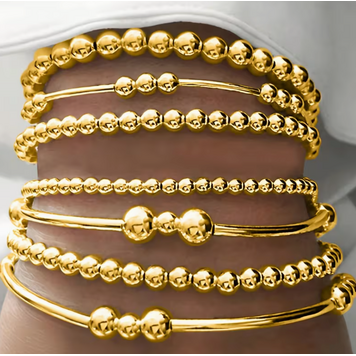 Stackable Beaded Layered Bracelets-gold