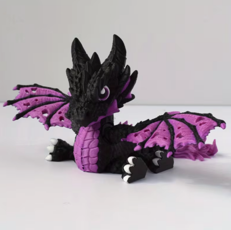 3D Printed Black and Purple Dragon Statue