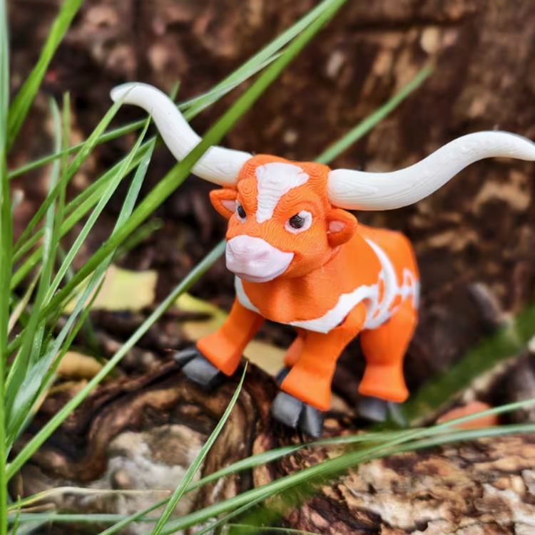 3D Printed Orange Longhorn Statue