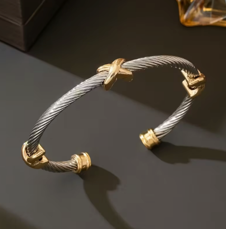 X Style Open Cuff Bangle