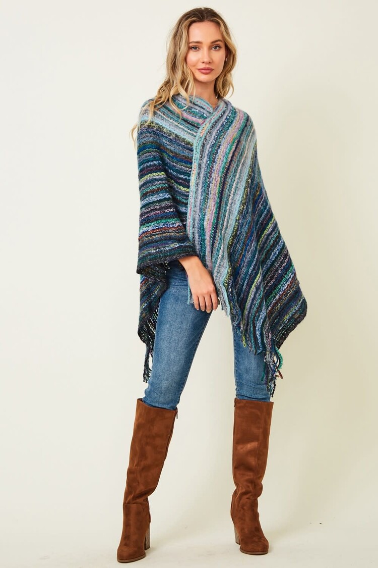 Fashion Go Fuzzy Multi Color Basic Poncho