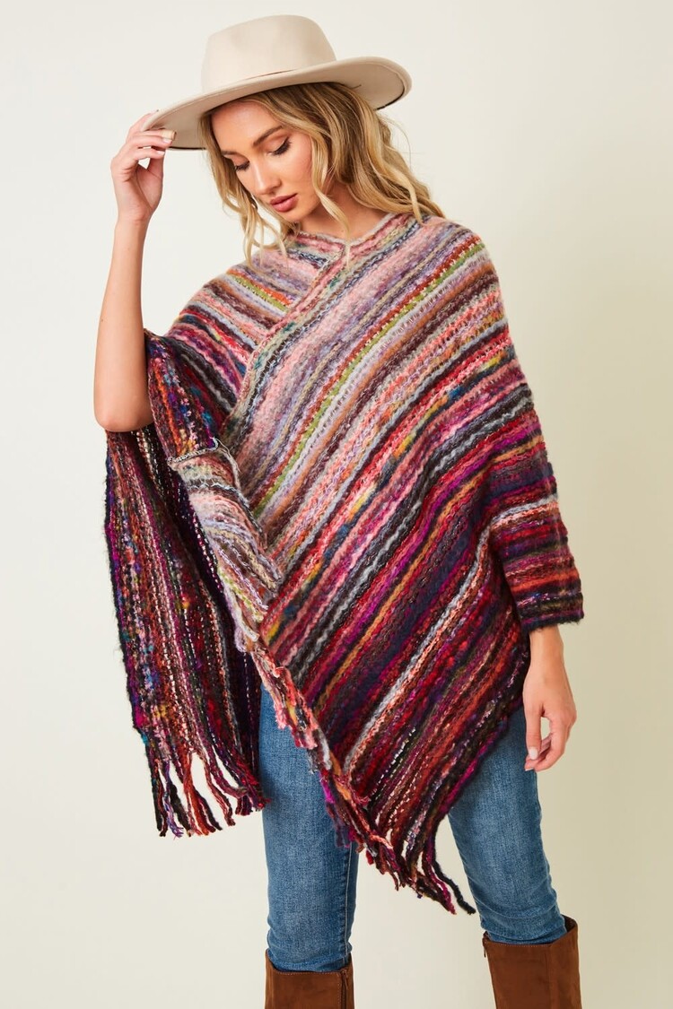Fashion Go Fuzzy Multi Color Basic Poncho