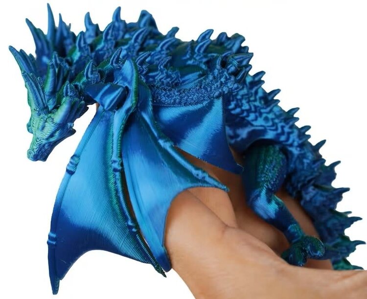 3D Printed 3 Head Dragon - Blue Green