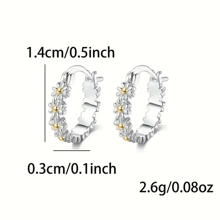 Exquisite Daisy Pattern Hoop Earrings