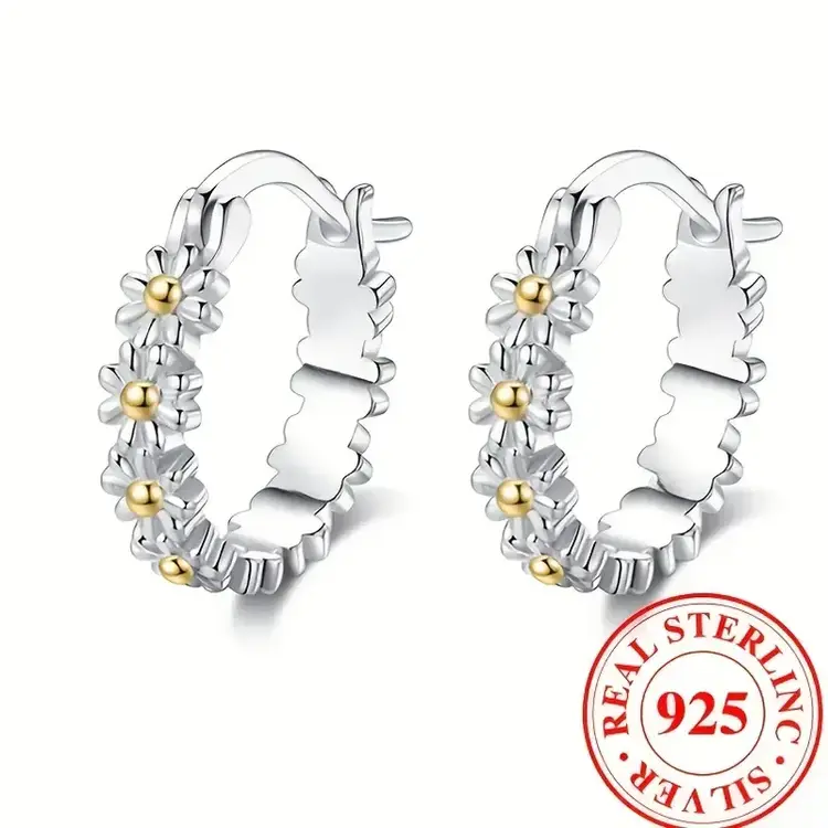 Exquisite Daisy Pattern Hoop Earrings
