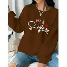 Swiftie Pride Waffle-knit Sweatshirt - Coffee L