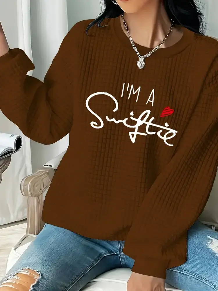 Swiftie Pride Waffle-knit Sweatshirt - Coffee L