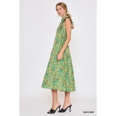Umgee Floral Garden Print Tiered Midi Dress