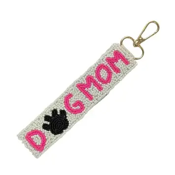 Nima Accessories Dog Mom Beaded Wristlet Strap Key Chain