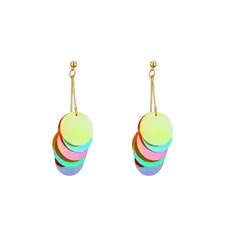 Nima Accessories Dual Sequin Disk Dangling Earrings