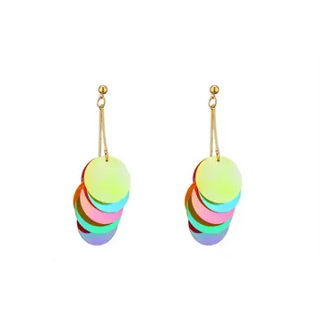 Nima Accessories Dual Sequin Disk Dangling Earrings