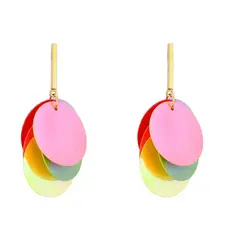 Nima Accessories Sequined Disk Dangling Earrings